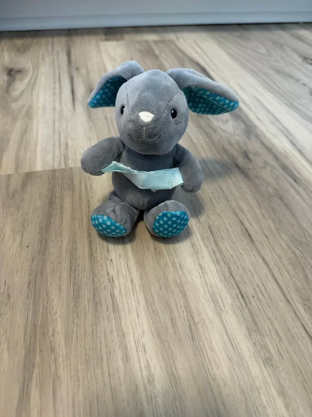 Dr Brown's Lovey Pacifier Holder Baby Bunny Grey Blue Polka Dot Plush Sensory
